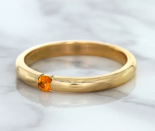 0.10ct Round Orange Sapphire Ring in 14K Rose Gold
