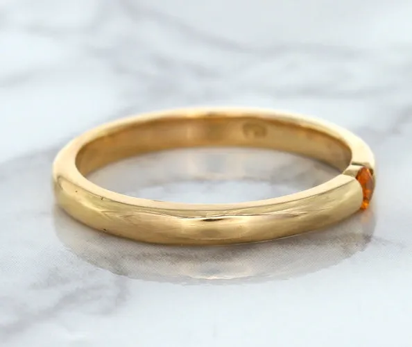 0.10ct Round Orange Sapphire Ring in 14K Rose Gold
