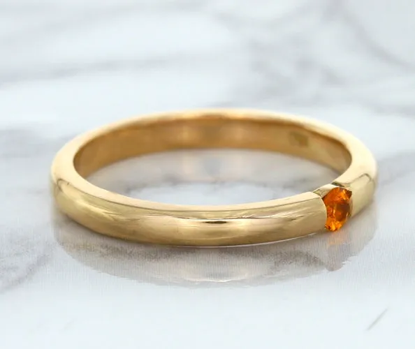 0.10ct Round Orange Sapphire Ring in 14K Rose Gold