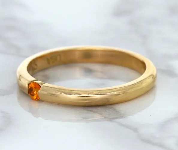 0.10ct Round Orange Sapphire Ring in 14K Rose Gold