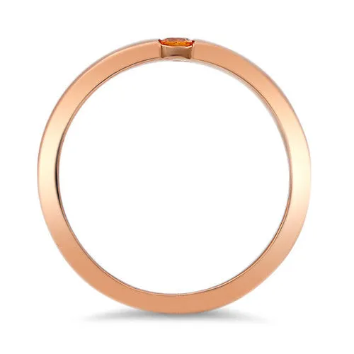 0.10ct Round Orange Sapphire Ring in 14K Rose Gold
