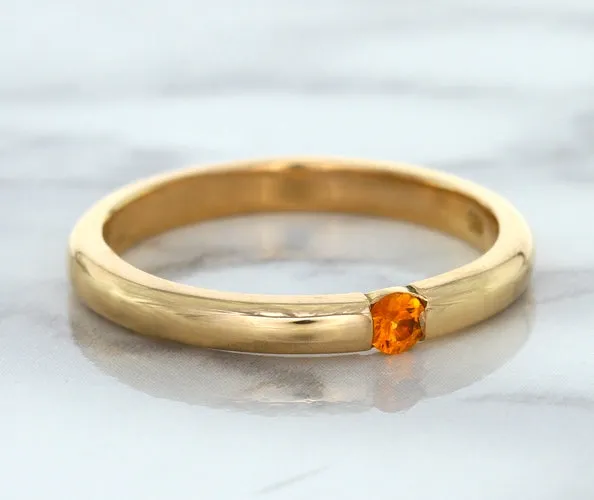 0.10ct Round Orange Sapphire Ring in 14K Rose Gold
