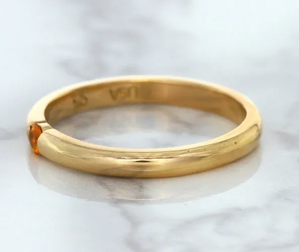 0.10ct Round Orange Sapphire Ring in 14K Rose Gold