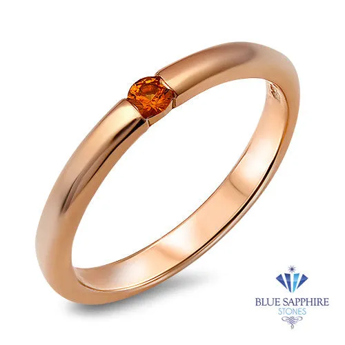 0.10ct Round Orange Sapphire Ring in 14K Rose Gold