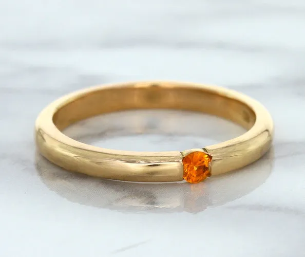 0.10ct Round Orange Sapphire Ring in 14K Rose Gold