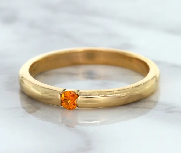 0.10ct Round Orange Sapphire Ring in 14K Rose Gold