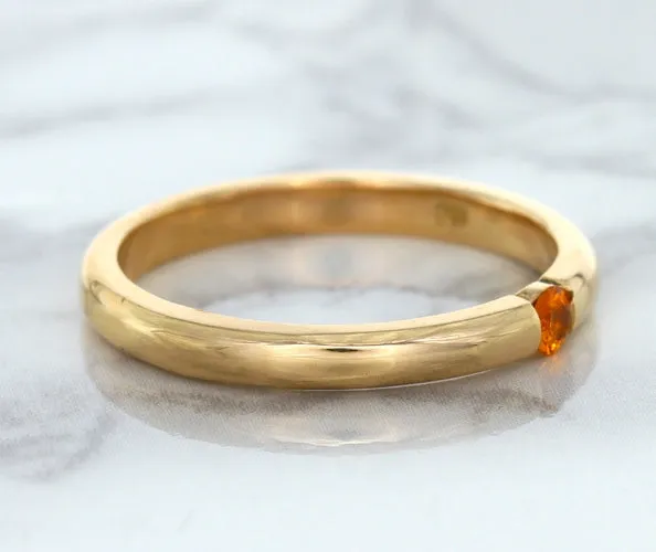 0.10ct Round Orange Sapphire Ring in 14K Rose Gold