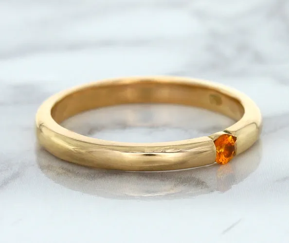 0.10ct Round Orange Sapphire Ring in 14K Rose Gold