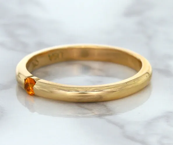 0.10ct Round Orange Sapphire Ring in 14K Rose Gold