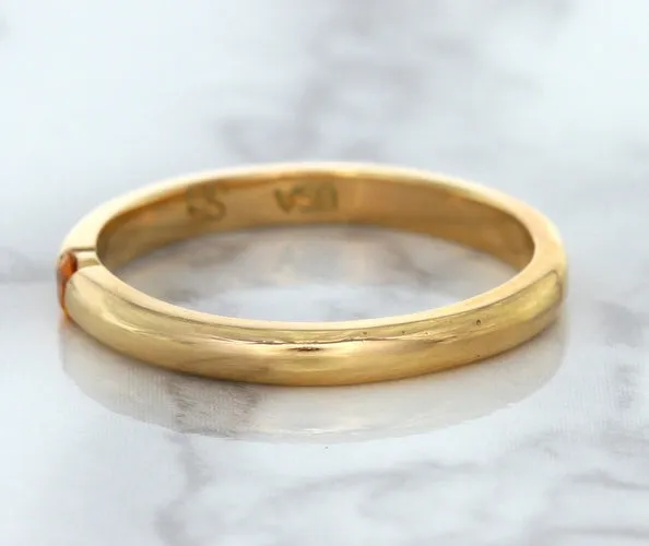 0.10ct Round Orange Sapphire Ring in 14K Rose Gold