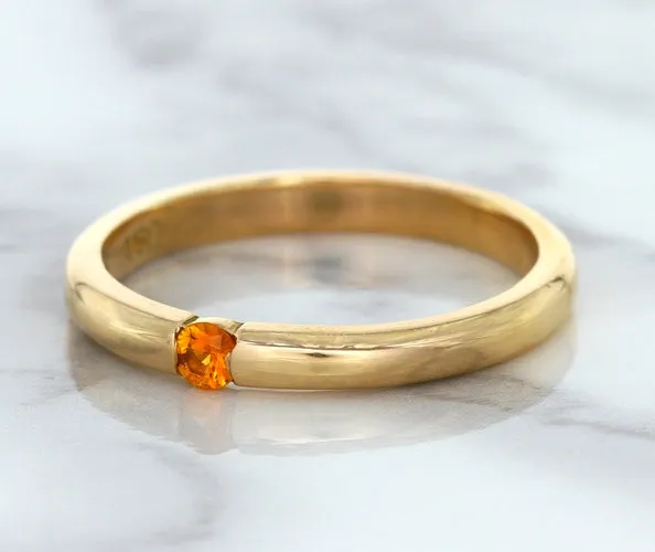 0.10ct Round Orange Sapphire Ring in 14K Rose Gold