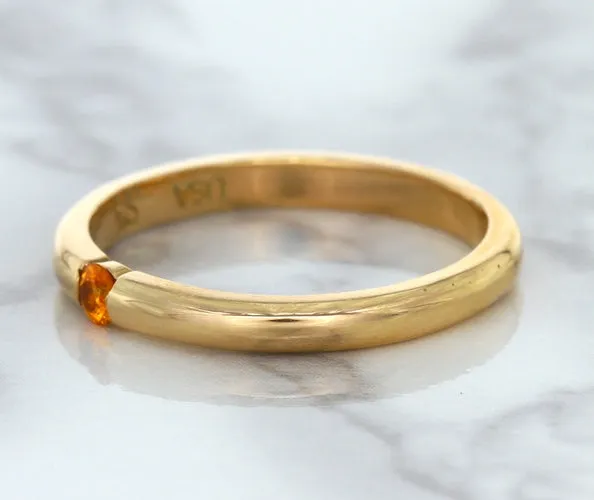 0.10ct Round Orange Sapphire Ring in 14K Rose Gold