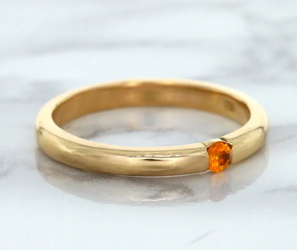 0.10ct Round Orange Sapphire Ring in 14K Rose Gold