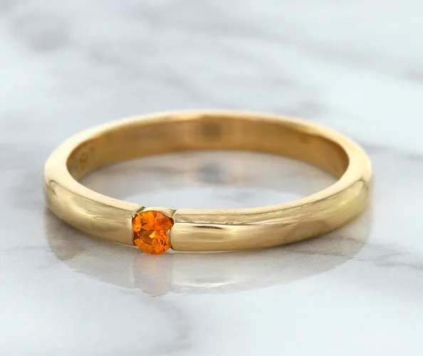 0.10ct Round Orange Sapphire Ring in 14K Rose Gold