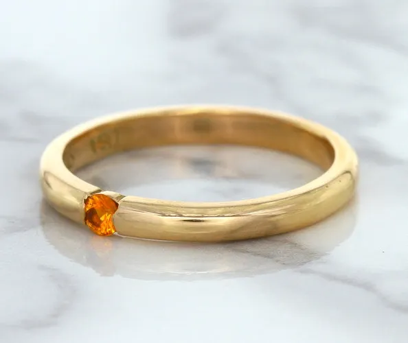 0.10ct Round Orange Sapphire Ring in 14K Rose Gold