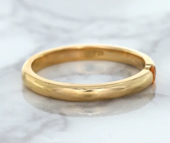 0.10ct Round Orange Sapphire Ring in 14K Rose Gold