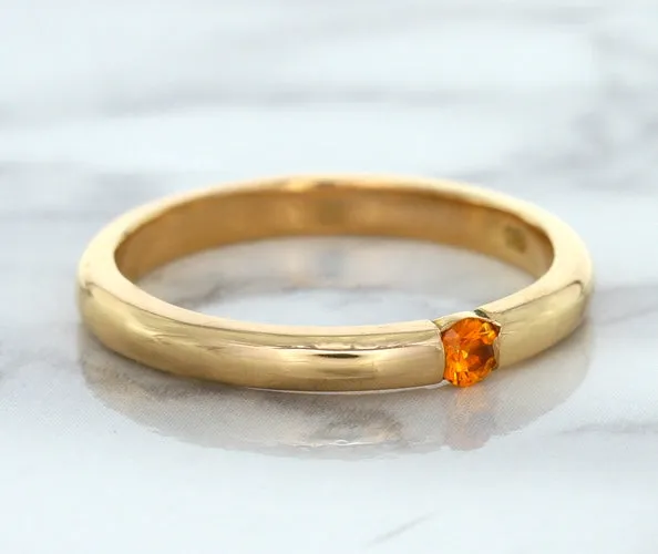 0.10ct Round Orange Sapphire Ring in 14K Rose Gold