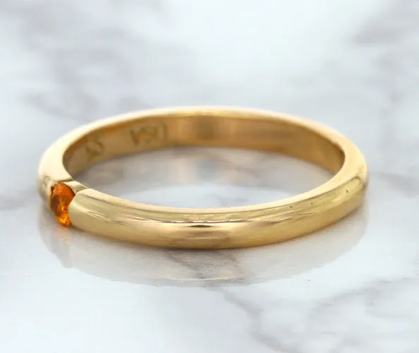 0.10ct Round Orange Sapphire Ring in 14K Rose Gold