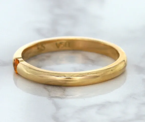 0.10ct Round Orange Sapphire Ring in 14K Rose Gold
