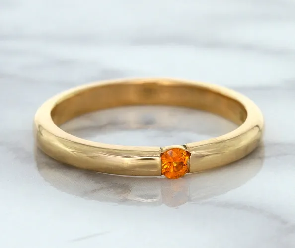 0.10ct Round Orange Sapphire Ring in 14K Rose Gold