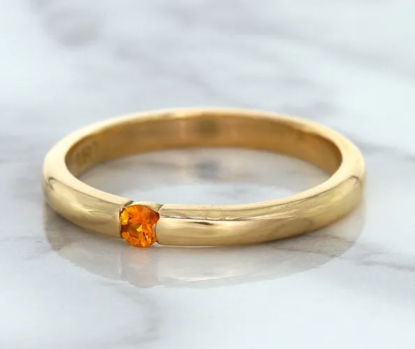 0.10ct Round Orange Sapphire Ring in 14K Rose Gold