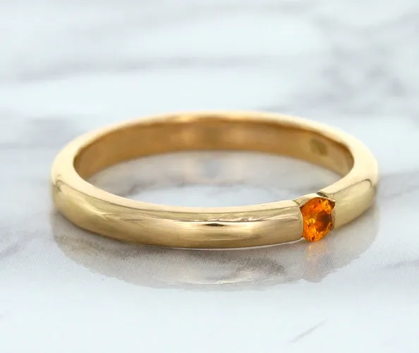 0.10ct Round Orange Sapphire Ring in 14K Rose Gold