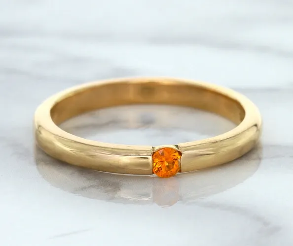 0.10ct Round Orange Sapphire Ring in 14K Rose Gold