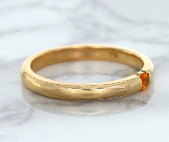 0.10ct Round Orange Sapphire Ring in 14K Rose Gold