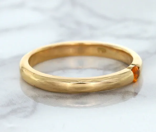 0.10ct Round Orange Sapphire Ring in 14K Rose Gold