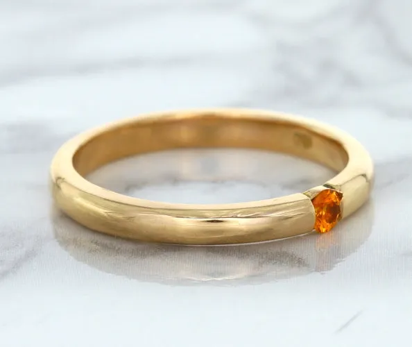 0.10ct Round Orange Sapphire Ring in 14K Rose Gold