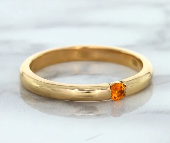 0.10ct Round Orange Sapphire Ring in 14K Rose Gold