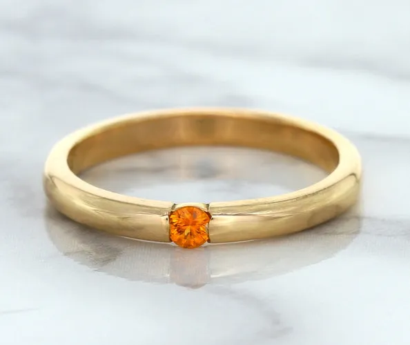 0.10ct Round Orange Sapphire Ring in 14K Rose Gold