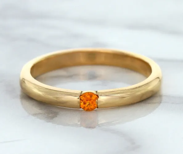0.10ct Round Orange Sapphire Ring in 14K Rose Gold