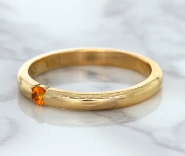 0.10ct Round Orange Sapphire Ring in 14K Rose Gold