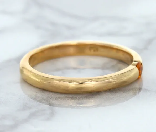 0.10ct Round Orange Sapphire Ring in 14K Rose Gold