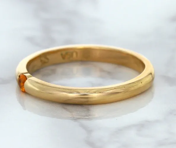 0.10ct Round Orange Sapphire Ring in 14K Rose Gold