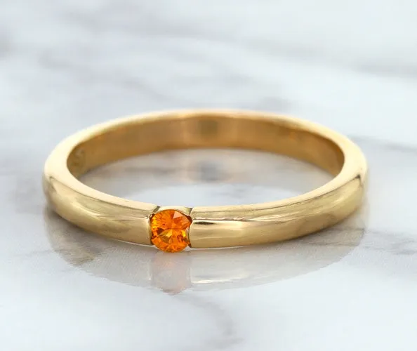 0.10ct Round Orange Sapphire Ring in 14K Rose Gold