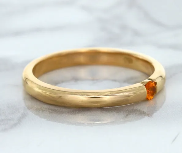 0.10ct Round Orange Sapphire Ring in 14K Rose Gold