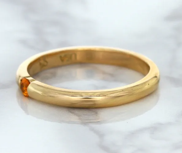 0.10ct Round Orange Sapphire Ring in 14K Rose Gold