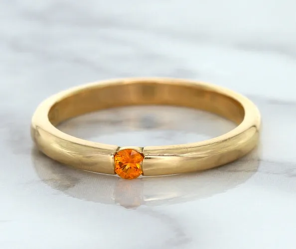 0.10ct Round Orange Sapphire Ring in 14K Rose Gold