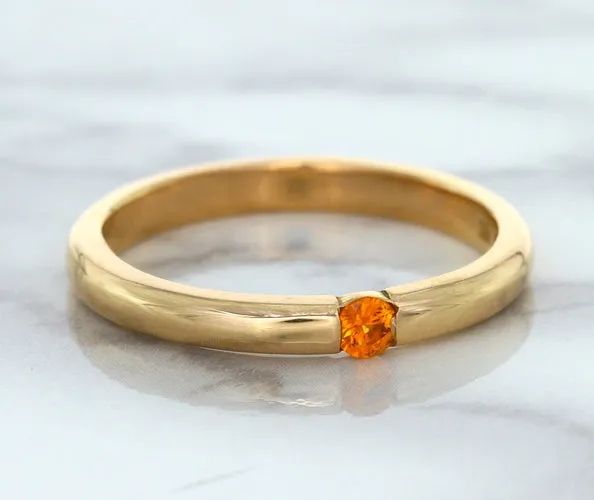 0.10ct Round Orange Sapphire Ring in 14K Rose Gold