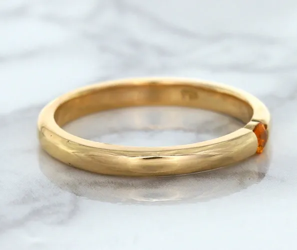 0.10ct Round Orange Sapphire Ring in 14K Rose Gold