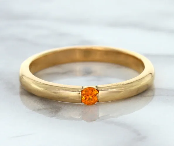 0.10ct Round Orange Sapphire Ring in 14K Rose Gold