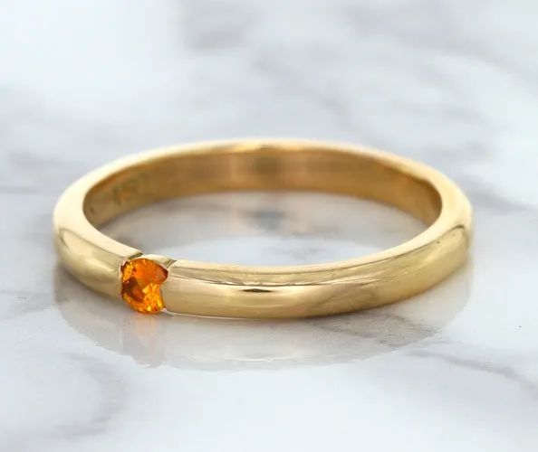 0.10ct Round Orange Sapphire Ring in 14K Rose Gold