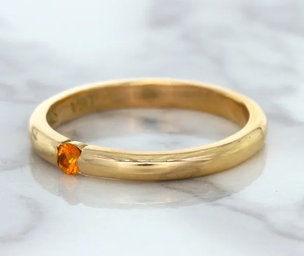 0.10ct Round Orange Sapphire Ring in 14K Rose Gold