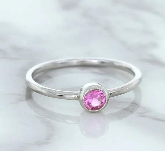 0.19ct Round Pink Sapphire Ring in 14K White Gold