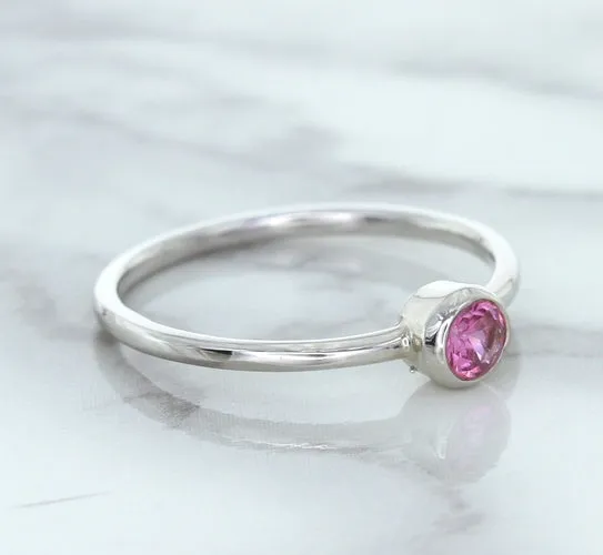 0.19ct Round Pink Sapphire Ring in 14K White Gold