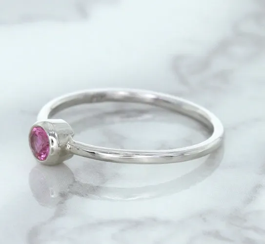 0.19ct Round Pink Sapphire Ring in 14K White Gold