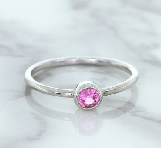 0.19ct Round Pink Sapphire Ring in 14K White Gold