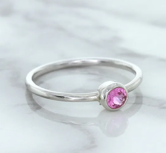0.19ct Round Pink Sapphire Ring in 14K White Gold